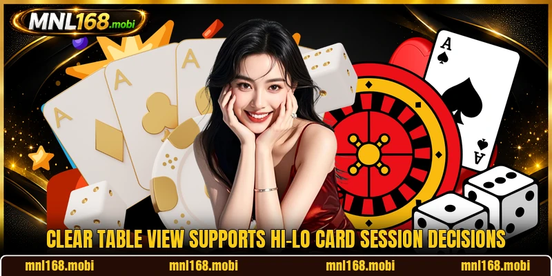 Clear table view supports Hi-Lo Card session decisions
