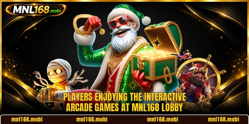 Players enjoying the interactive arcade games at MNL168 lobby