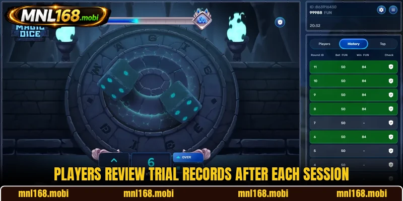 Players review trial records after each session Players review trial records after each session