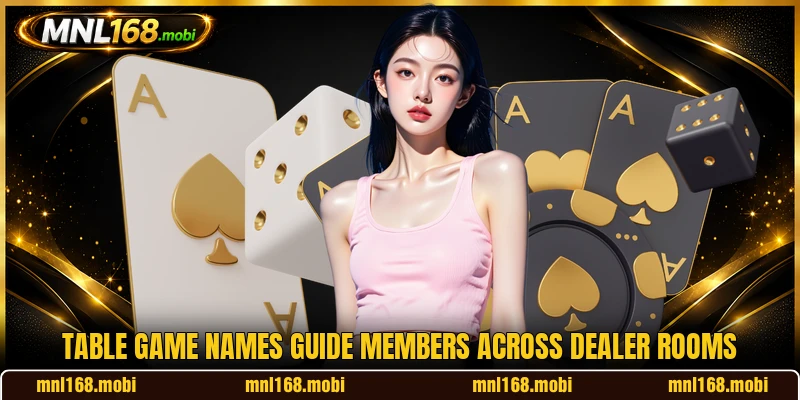 Table game names guide members across dealer rooms